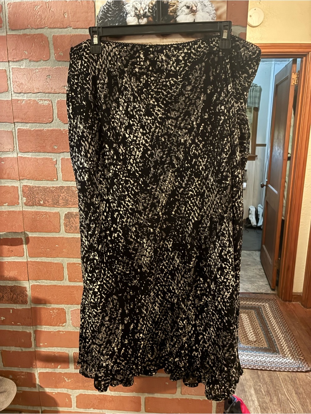 JM Collection Black and White Printed Midi Skirt